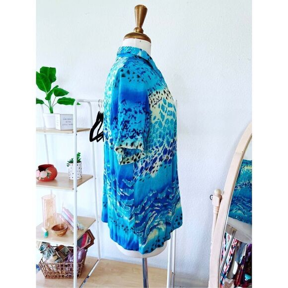 Vintage Alfred Dunner Blue Abstract Patterned Blouse - Picture 5 of 5